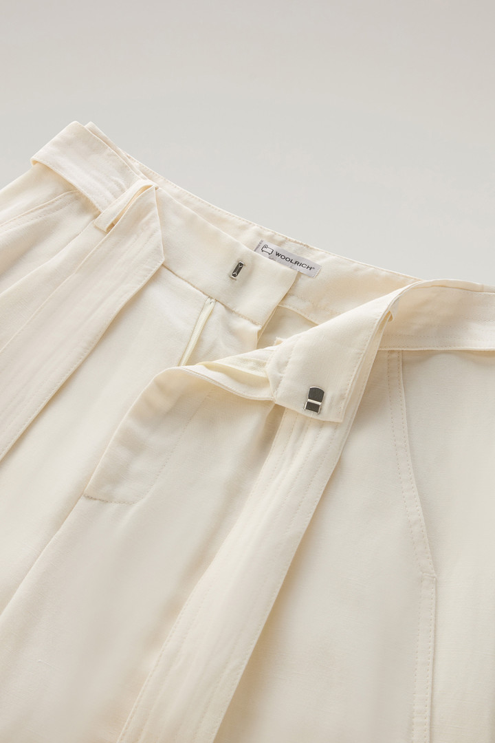Pantalones de mezcla de lino con cinturón de tela Blanco photo 5 | Woolrich