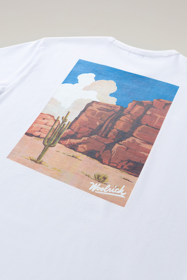 Camiseta de puro algodón con gráfico del Oeste en la parte trasera Blanco photo 7 | Woolrich