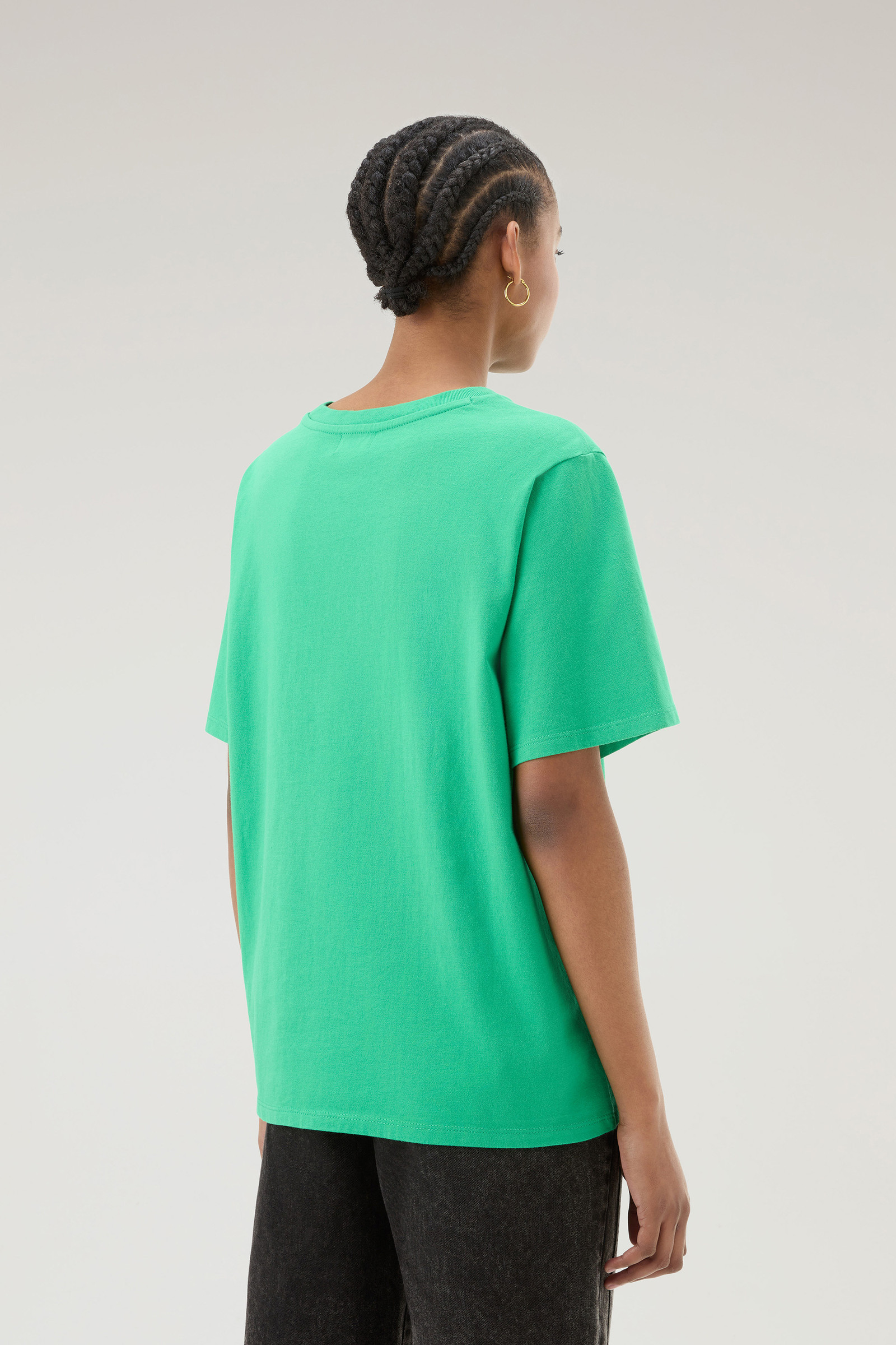 Ivy Crewneck T-Shirt in Pure Cotton Green photo 3 | Woolrich