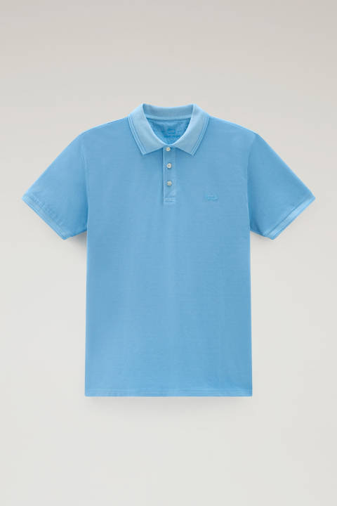 Garment-Dyed Mackinack Polo in Stretch Cotton Piquet Blue photo 2 | Woolrich