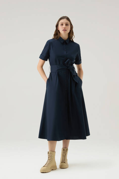 Shirtkleid aus reiner Baumwollpopeline Blau | Woolrich