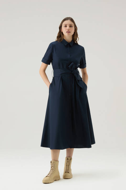 Shirt Dress in Pure Cotton Poplin Blue | Woolrich
