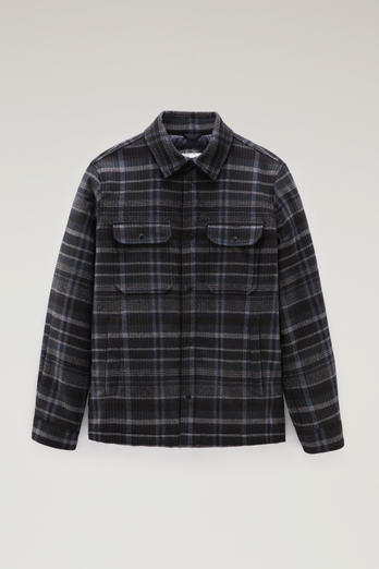 Alaskan Padded Check Overshirt in Recycled Italian Wool Blend Blue | Woolrich