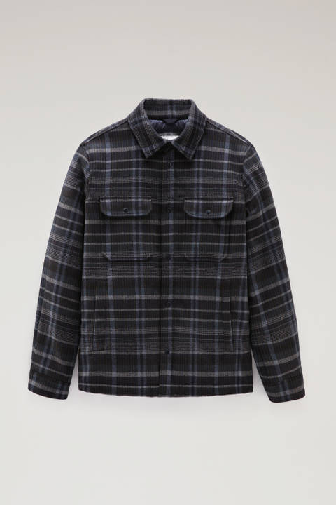 Alaskan Padded Check Overshirt in Recycled Italian Wool Blend Blue | Woolrich
