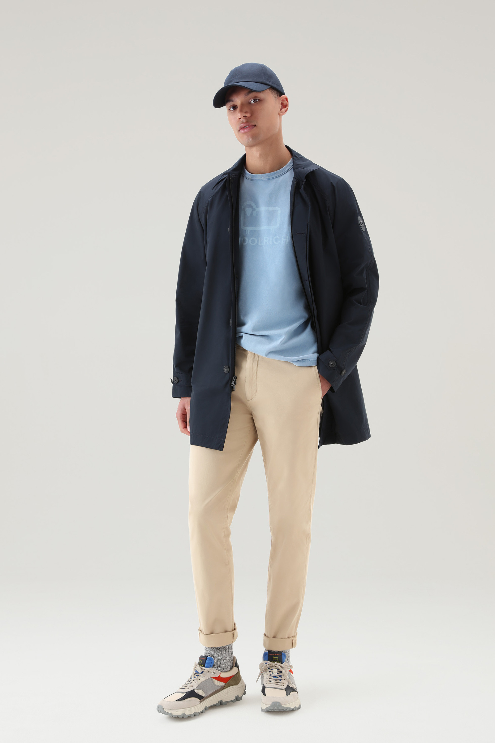 T-shirt en pur coton teint en pièce avec logo Sheep bleu photo 2 | Woolrich
