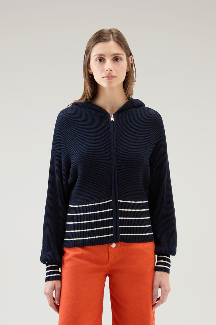 Sweater aus reiner Baumwolle mit Kapuze und Reißverschluss Blau photo 1 | Woolrich