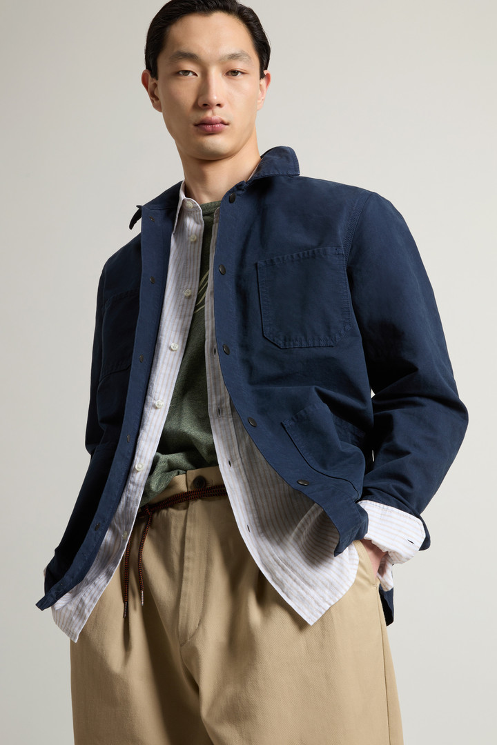 Garment-Dyed Pure Cotton Canvas Overshirt Blue photo 4 | Woolrich