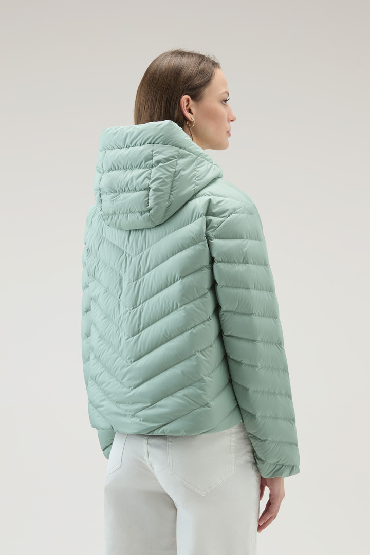 Microfibre Jacket with Chevron Quilting and Hood Green photo 3 | Woolrich
