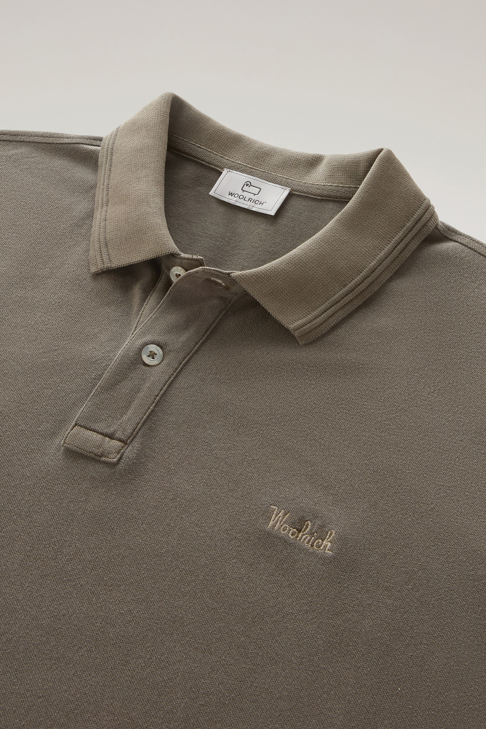 Mackinack Polo in Garment-Dye Stretch Cotton Piquet Green photo 6 | Woolrich