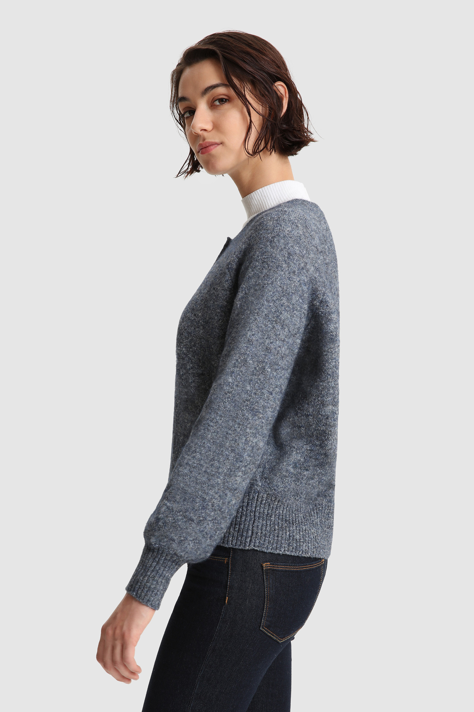 Women's Stretch Henley Sweater in Wool Blend Blue | Woolrich USA