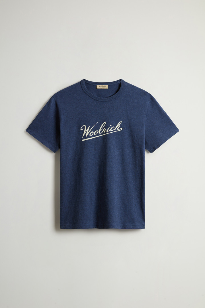 T-shirt en pur coton mouliné Bleu photo 5 | Woolrich