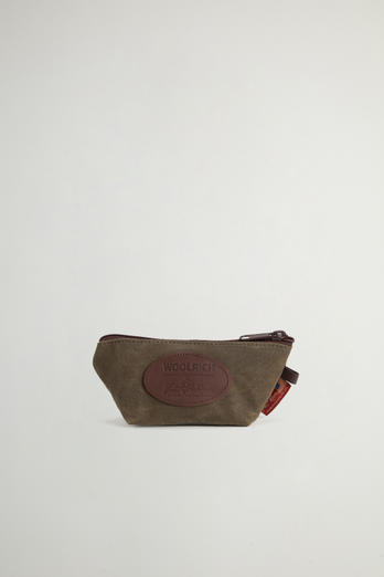 Accessory Pouch in Waxed Pure Cotton Green | Woolrich