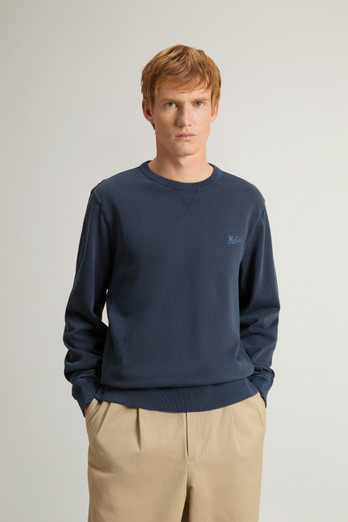 Woolrich 正規品/関税込みCrewneck Sweatshirt CFWOSW0216MRUT32 Men's Crewneck Sweatshirt in Pure Cotton Mouliné blue