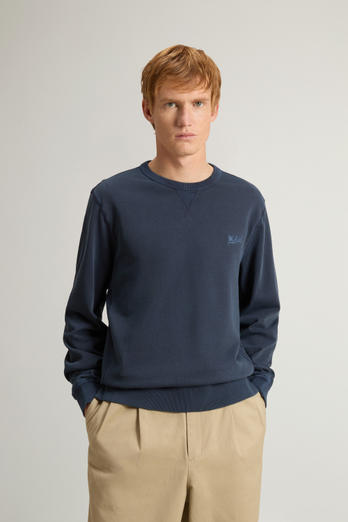 Garment-Dyed Crewneck Sweatshirt in Light Pure Cotton Blue | Woolrich