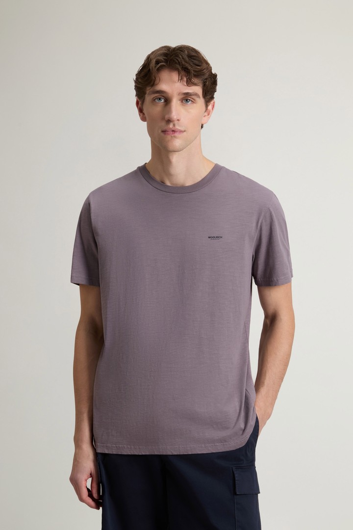 Woolrich heren Slub-T-shirt van puur katoen Lila Grootte 3XL