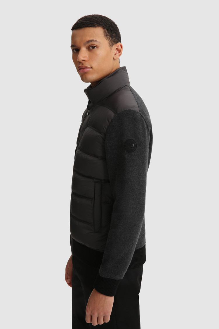 Sweater met volledige rits, gewatteerd en met gebreide mouwen