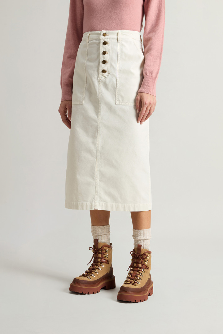 Garment-Dyed Midi Skirt in Stretch Cotton White photo 2 | Woolrich