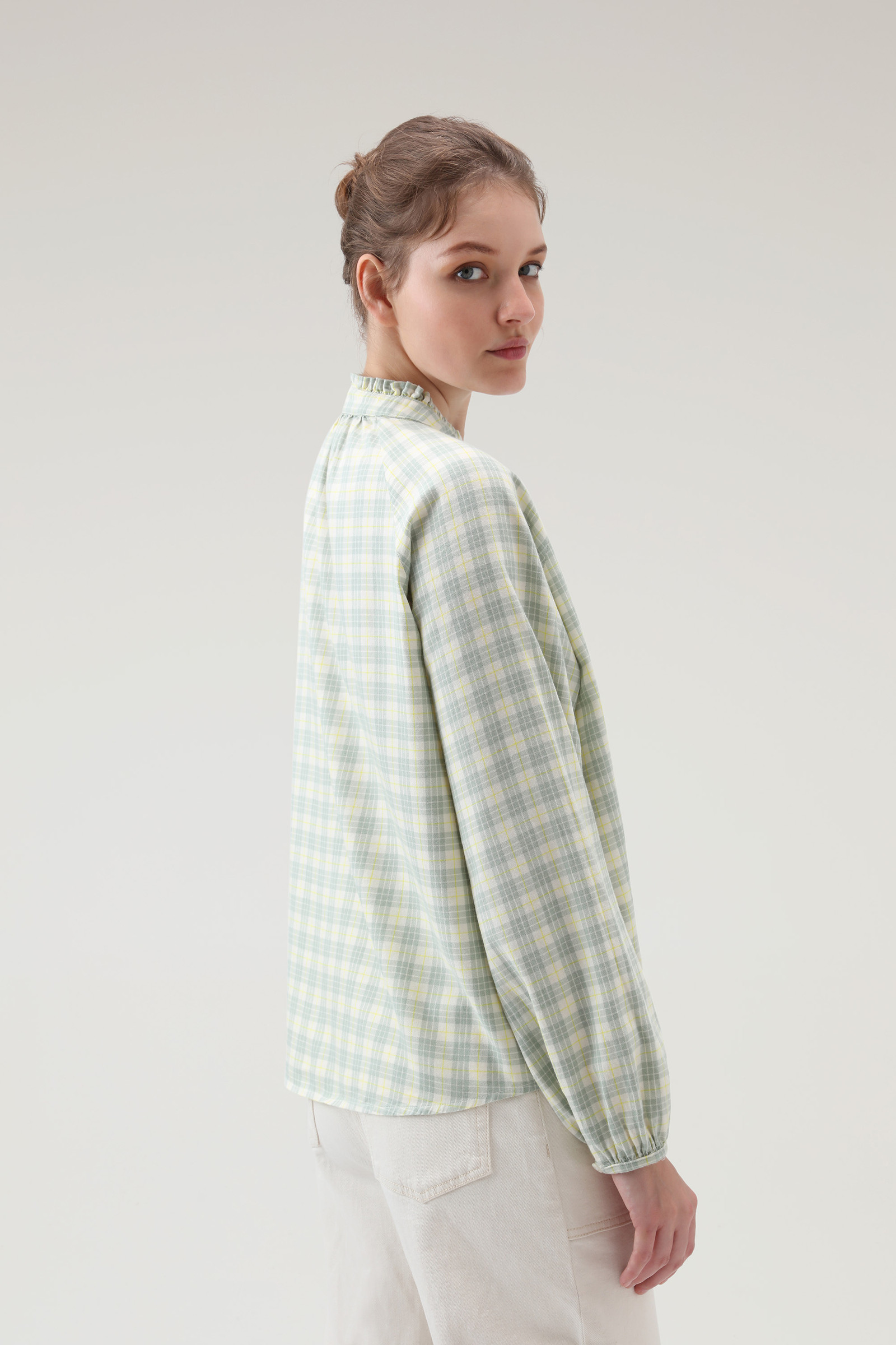 Chemisier à carreaux en flanelle légère vert photo 3 | Woolrich
