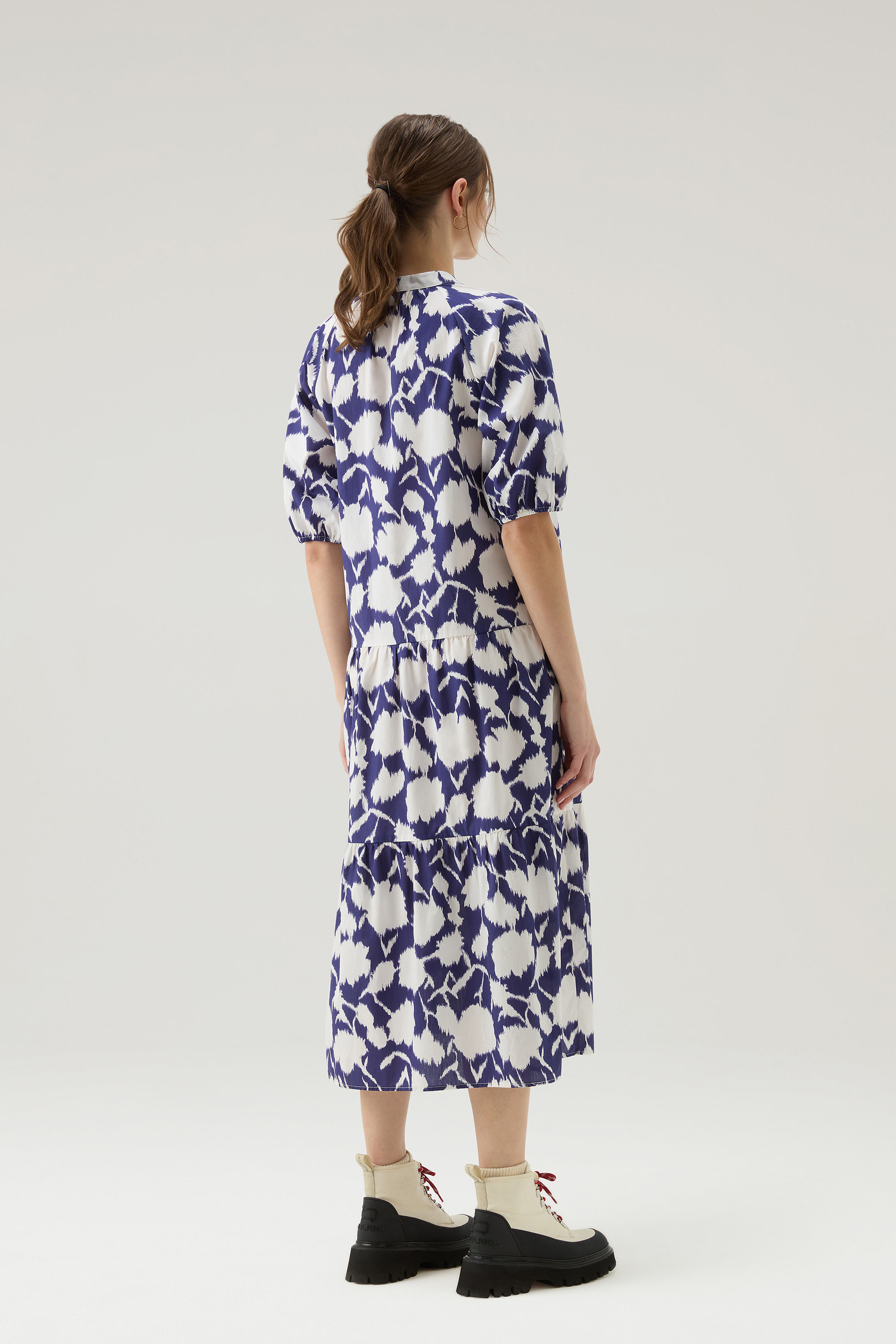 Vestito a balze in popeline di puro cotone blu photo 3 | Woolrich