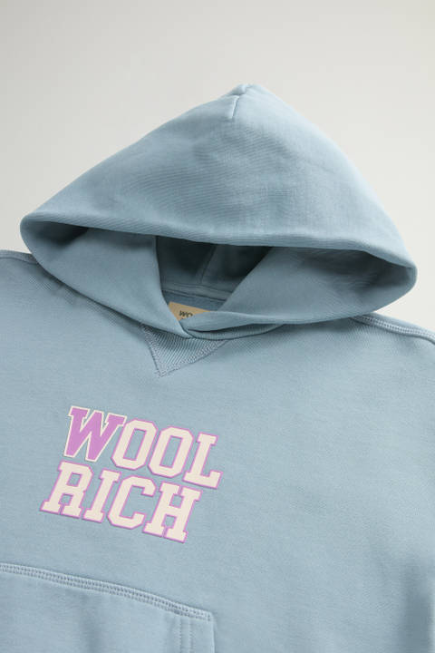 Girls' Hoodie in Pure Cotton with Puffed Sleeves Blue photo 2 | Woolrich