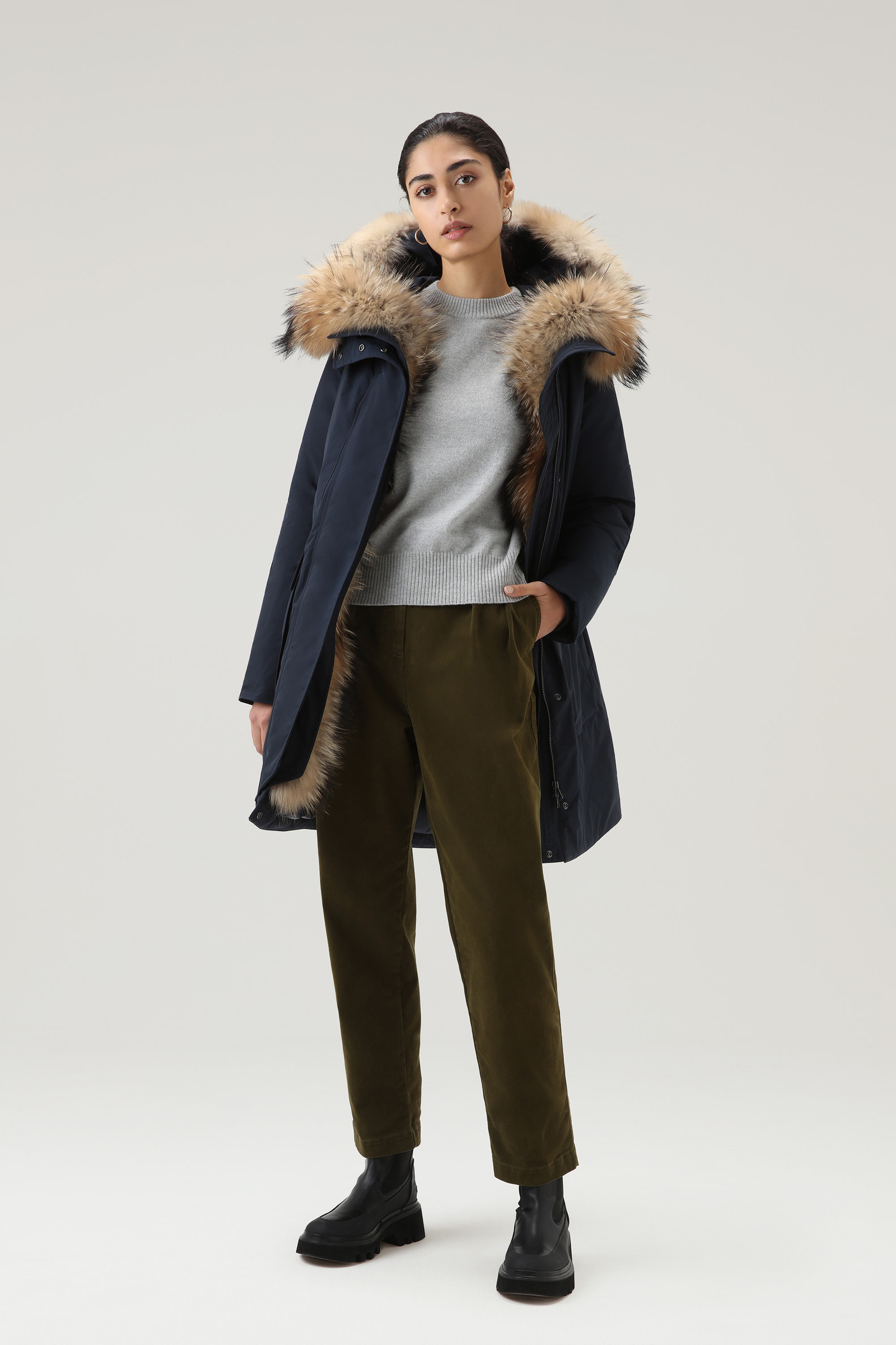 Cashmere and Wool Blend Crewneck Sweater Grey photo 2 | Woolrich