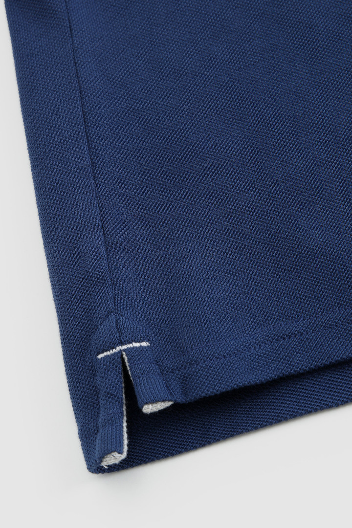 Polo en pur coton avec col logo vintage bleu photo 6 | Woolrich