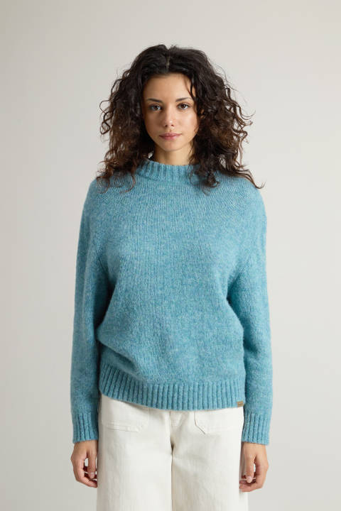 Alpaca Blend Sweater with Buttons on the Shoulder Blue | Woolrich