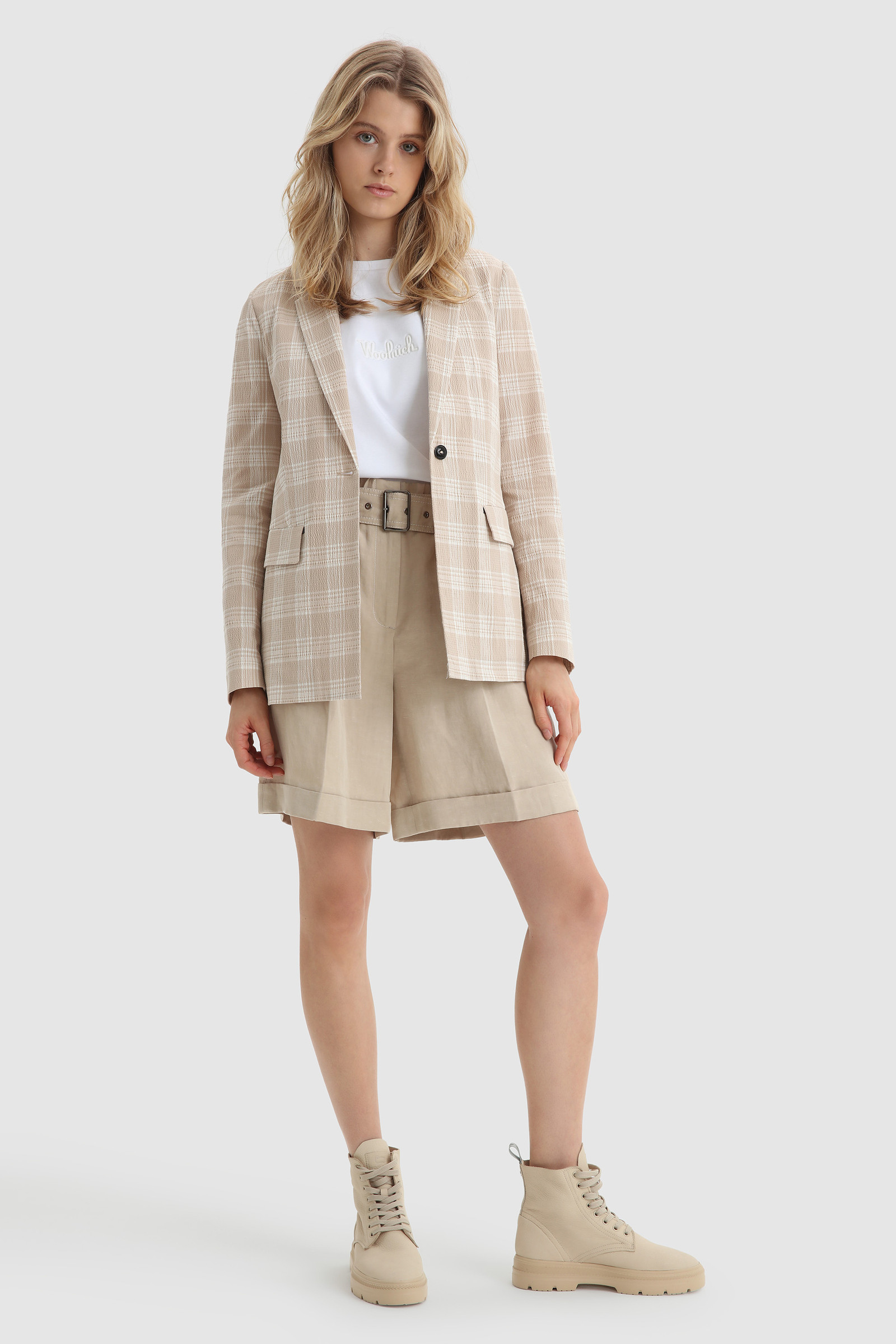 Blazer en coton seersucker beige photo 2 | Woolrich