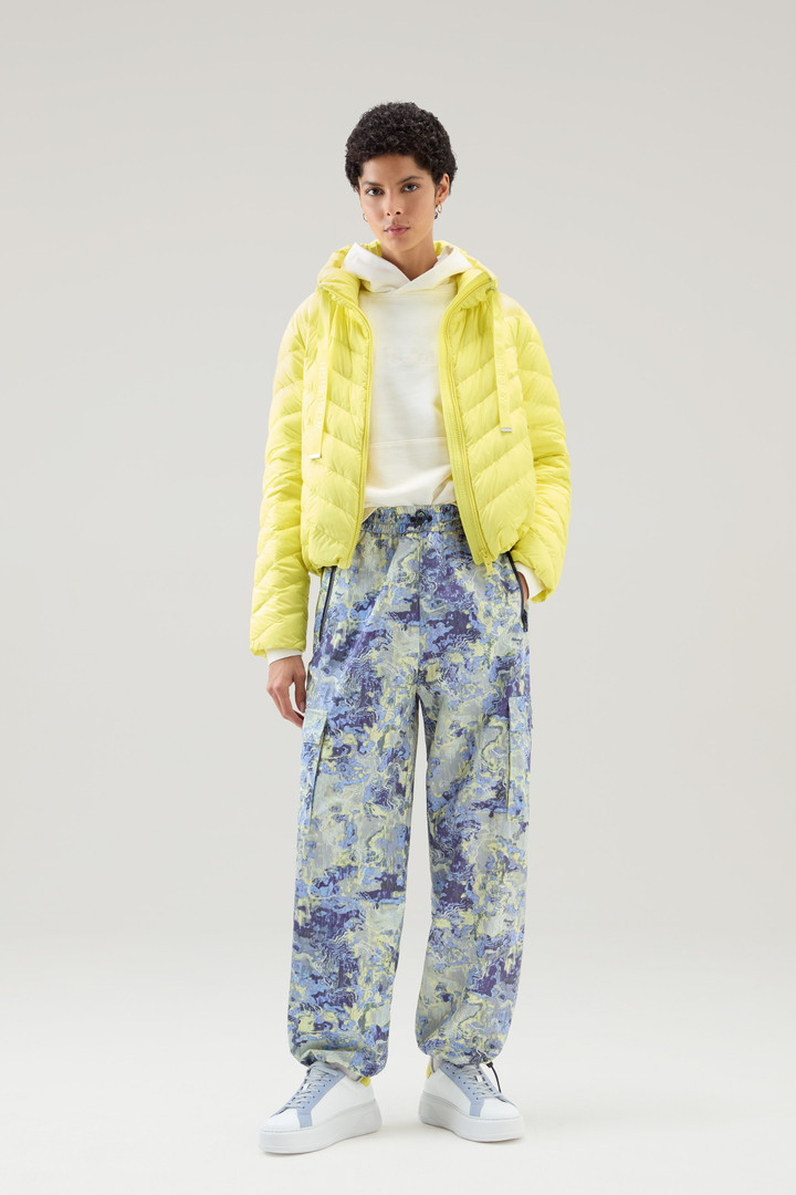 Microfibre Jacket with Chevron Quilting and Hood Yellow photo 2 | Woolrich