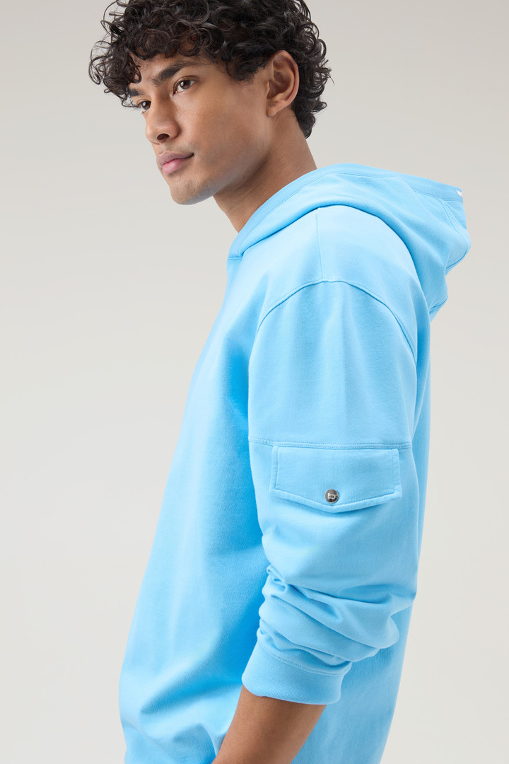 Hooded Pure Cotton Sweatshirt with Pocket Blue photo 4 | Woolrich