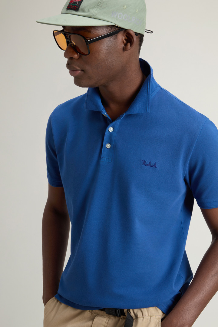 Achteraf geverfde Mackinack-poloshirt van katoenpiqué met stretch Blauw photo 4 | Woolrich