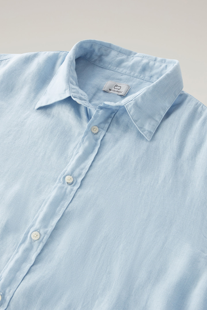 Stückgefärbtes Shirt aus reinem Leinen Blau photo 6 | Woolrich