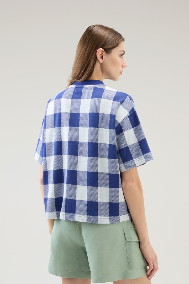 T-shirt with Jacquard Buffalo Check Pattern Blue photo 3 | Woolrich