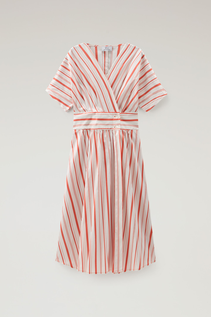 Gestreepte popeline jurk van een katoenmix Wit photo 5 | Woolrich