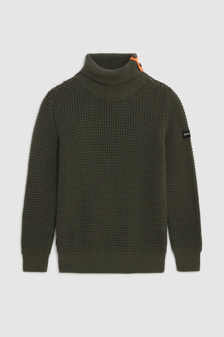 Boy's Turtleneck Sweater with contrasting buttons Green Woolrich
