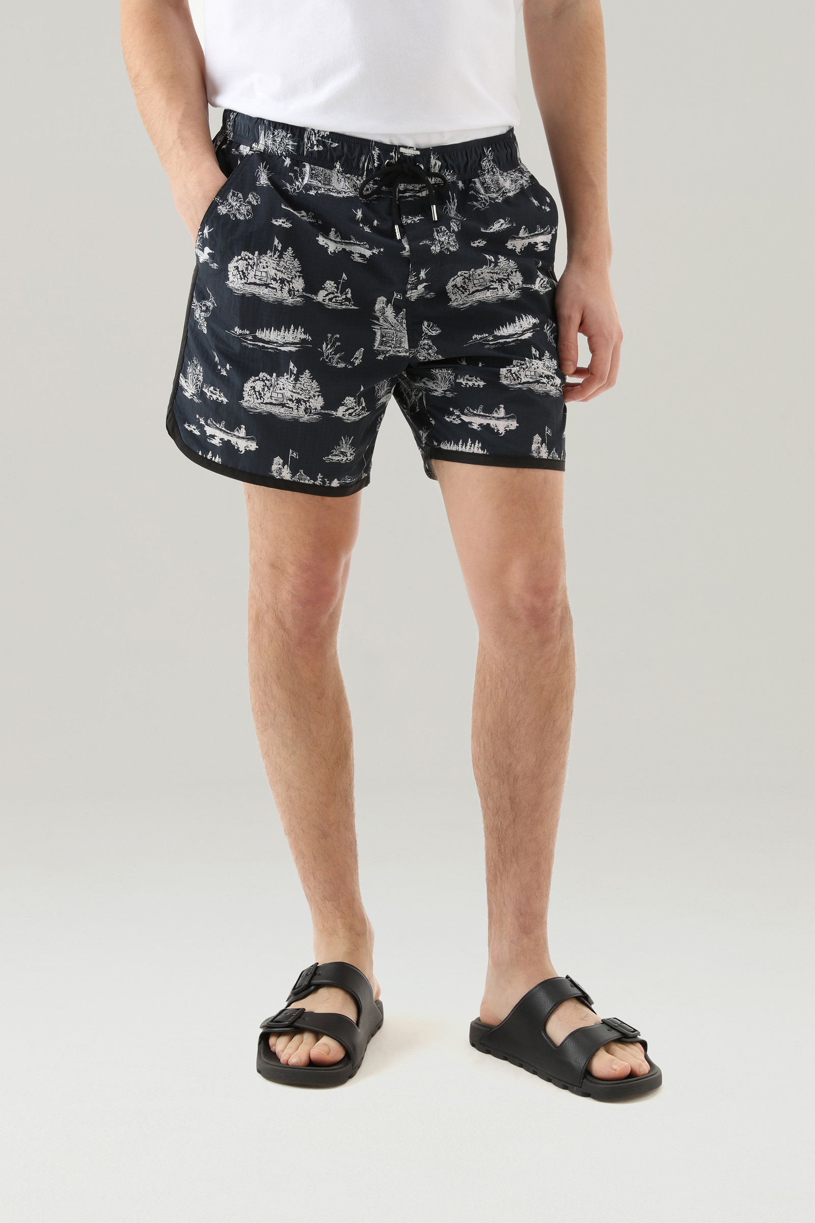 Zavikon Printed Boardshorts in Ripstop Crinkle Nylon Blue | Woolrich