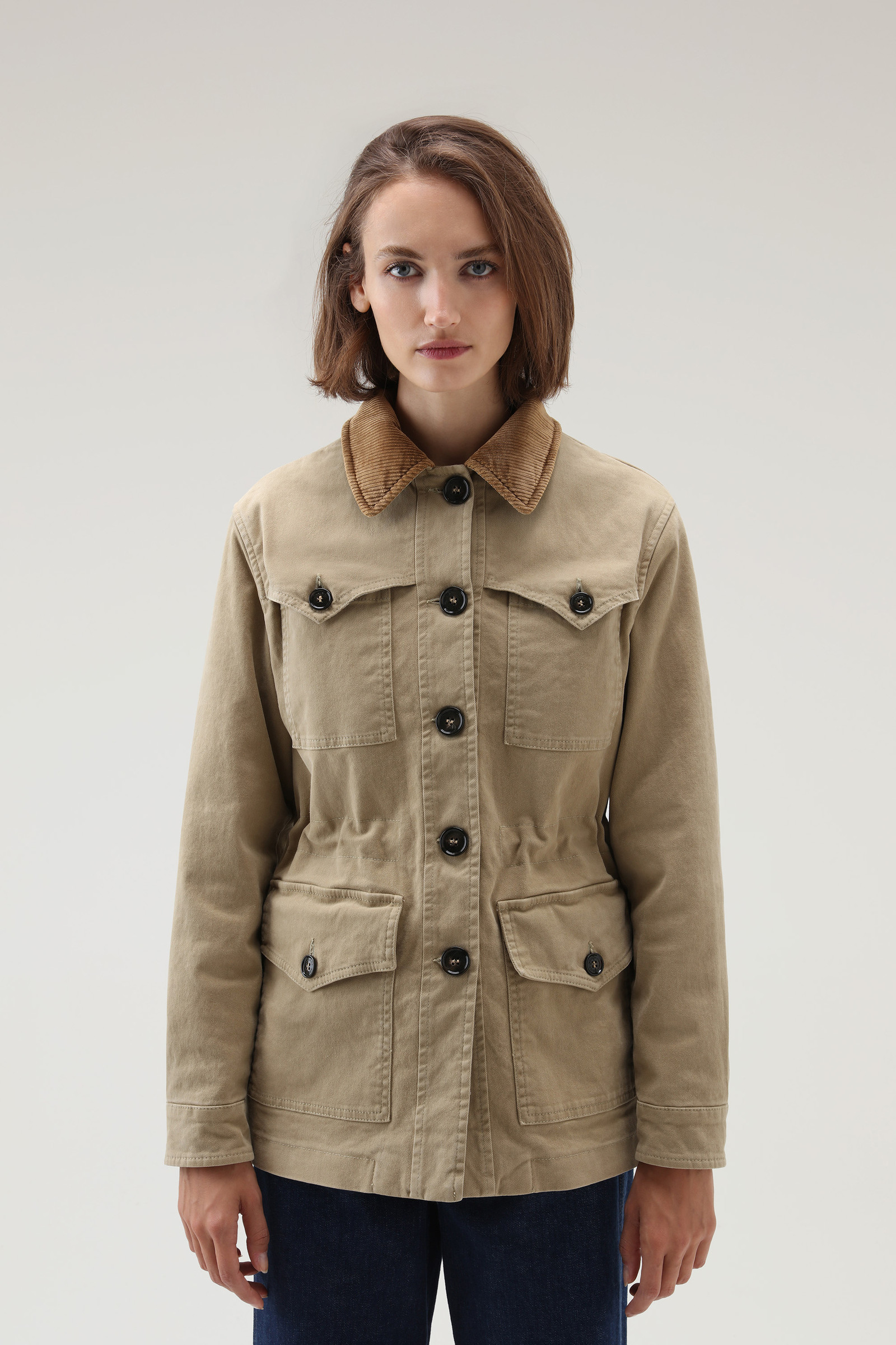 Cotton Twill Overshirt Beige | Woolrich