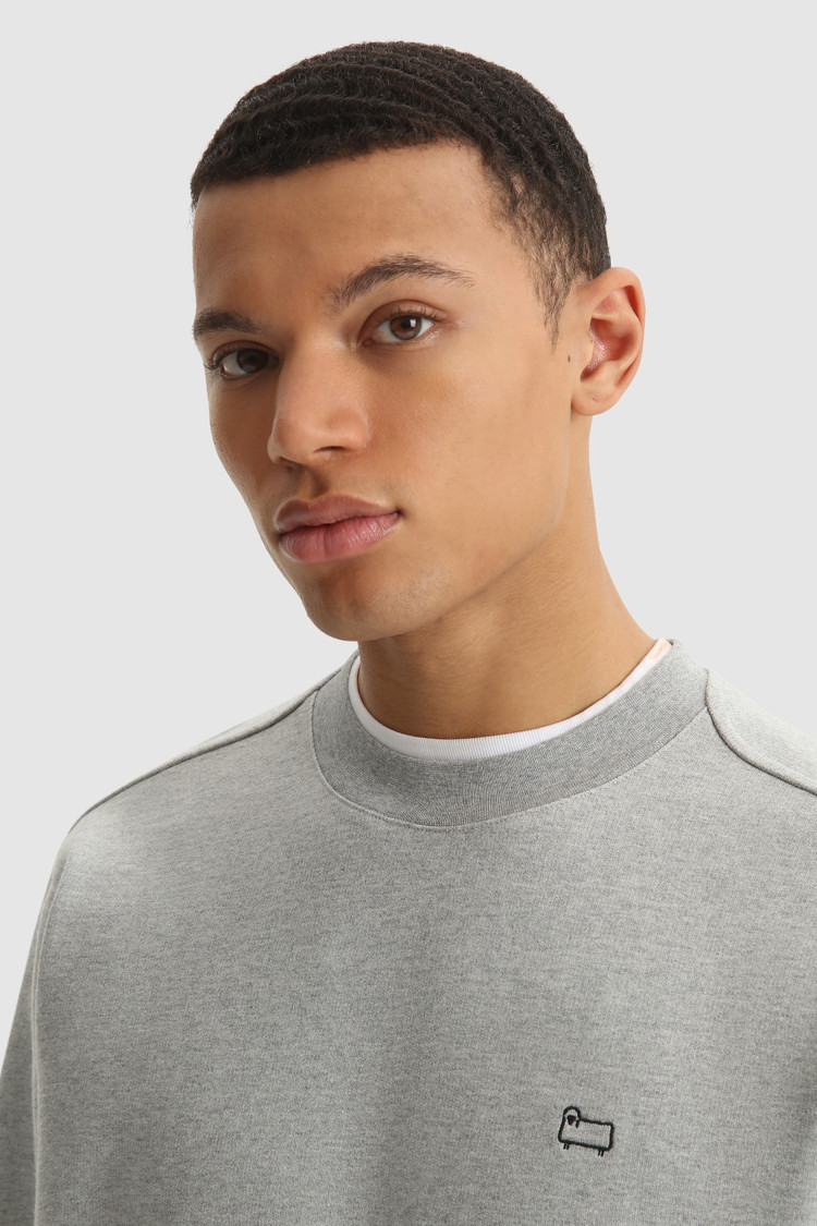 Amerikaanse sweater met ronde hals van geborsteld katoen