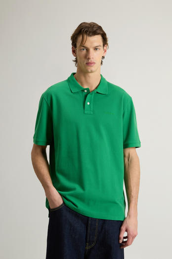 Pure Cotton Pique Polo Green | Woolrich