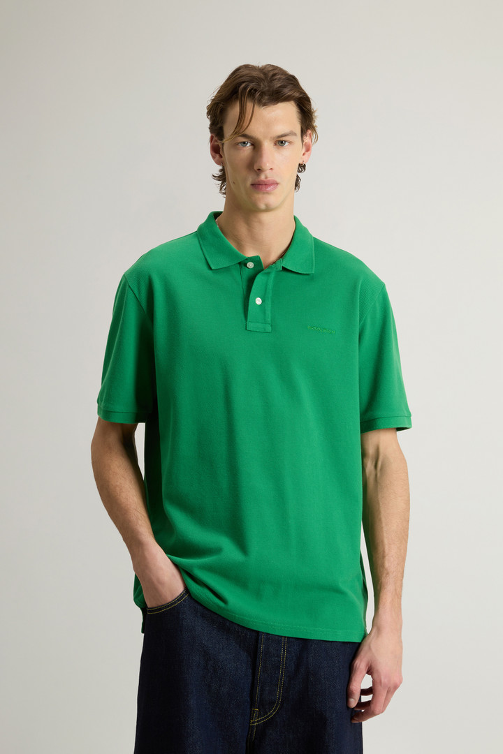 Woolrich Man Pure Cotton Pique Polo Green Size L