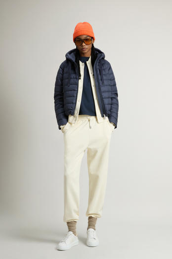 Padded Microfiber Jacket with Hood Blue | Woolrich