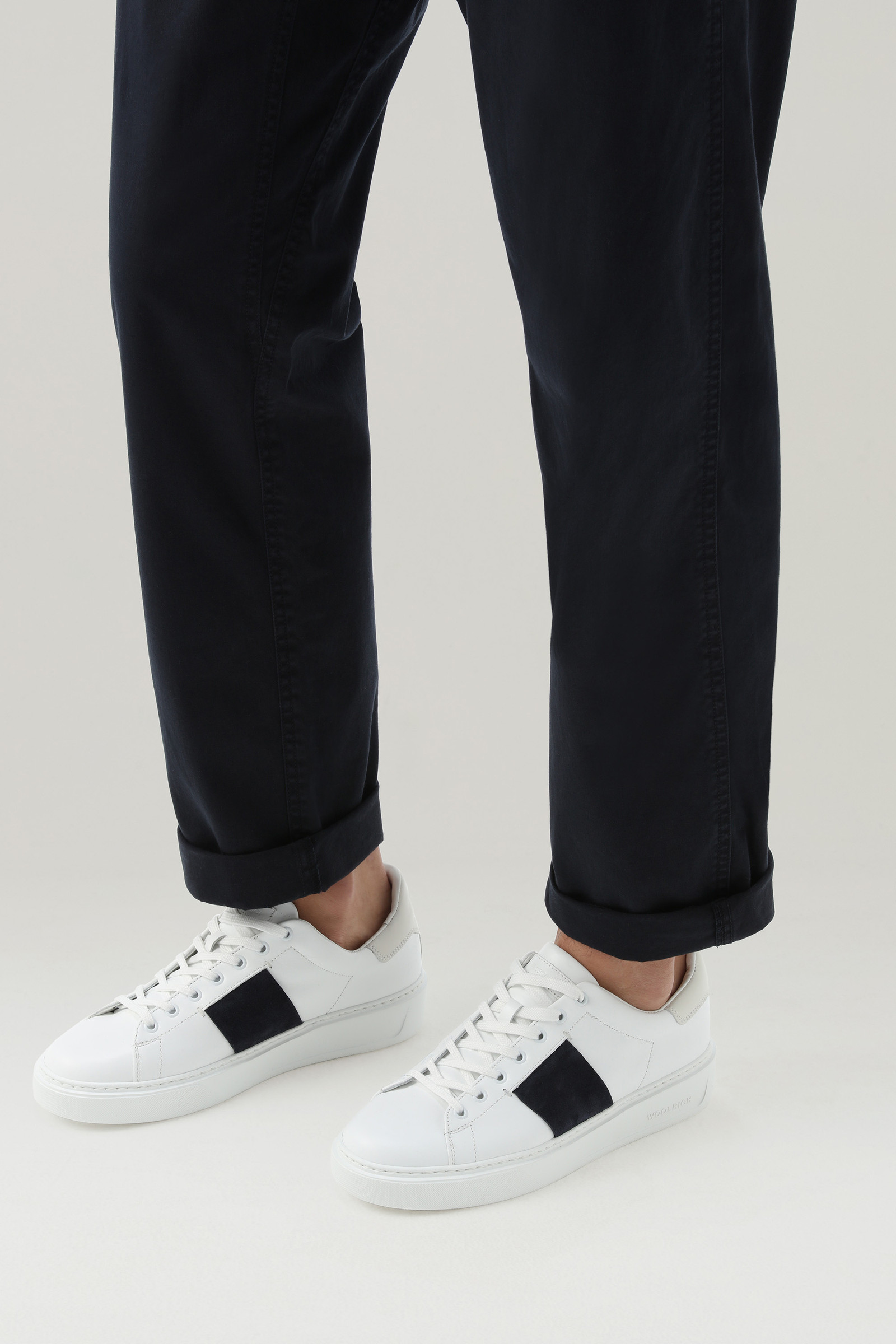 Classic Court Sneakers in Soft Leather with Contrast Suede Side Band White photo 6 | Woolrich