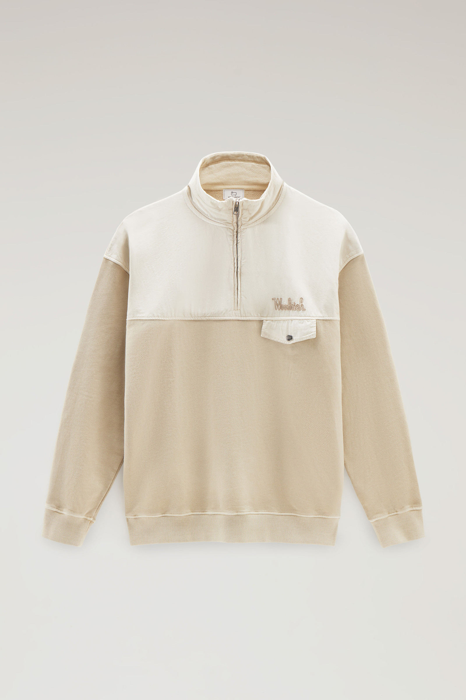 Sweatshirt in Garment-Dyed Cotton and Poplin Cotton Beige photo 5 | Woolrich
