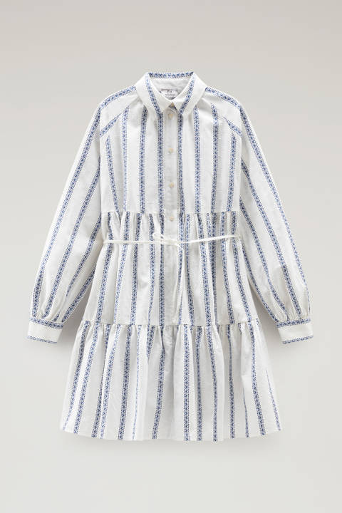 Ruffled Shirt Dress in Pure Cotton White photo 2 | Woolrich