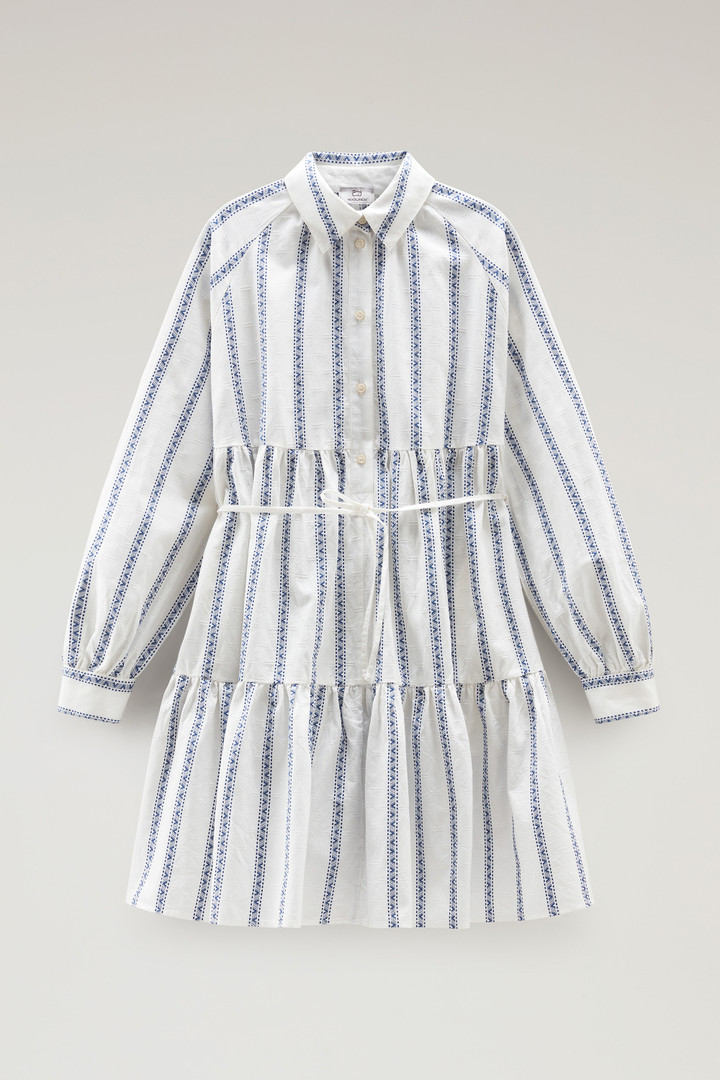 Ruffled Shirt Dress in Pure Cotton White photo 5 | Woolrich