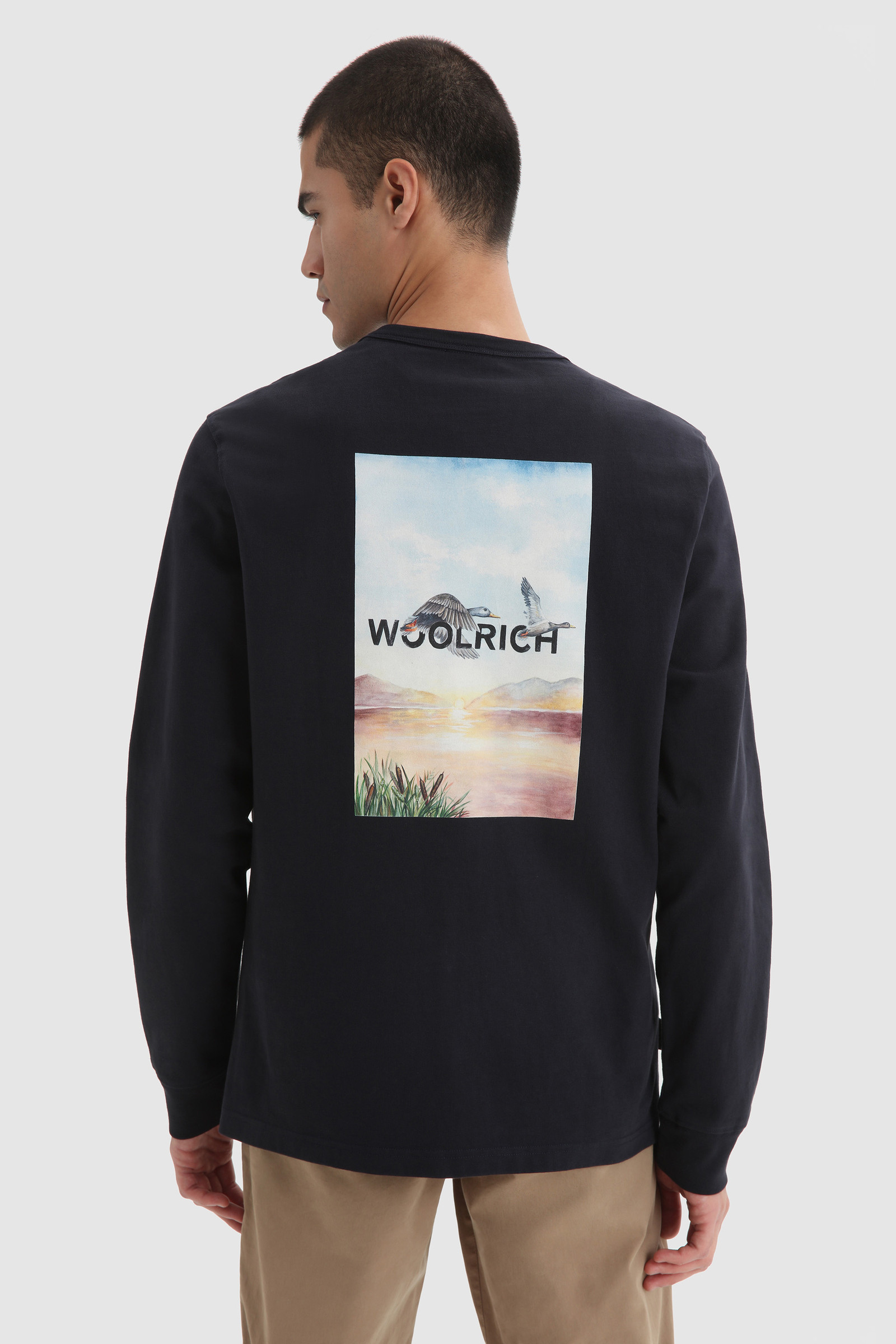 Long-Sleeve Shirt with Back Print Blue | Woolrich