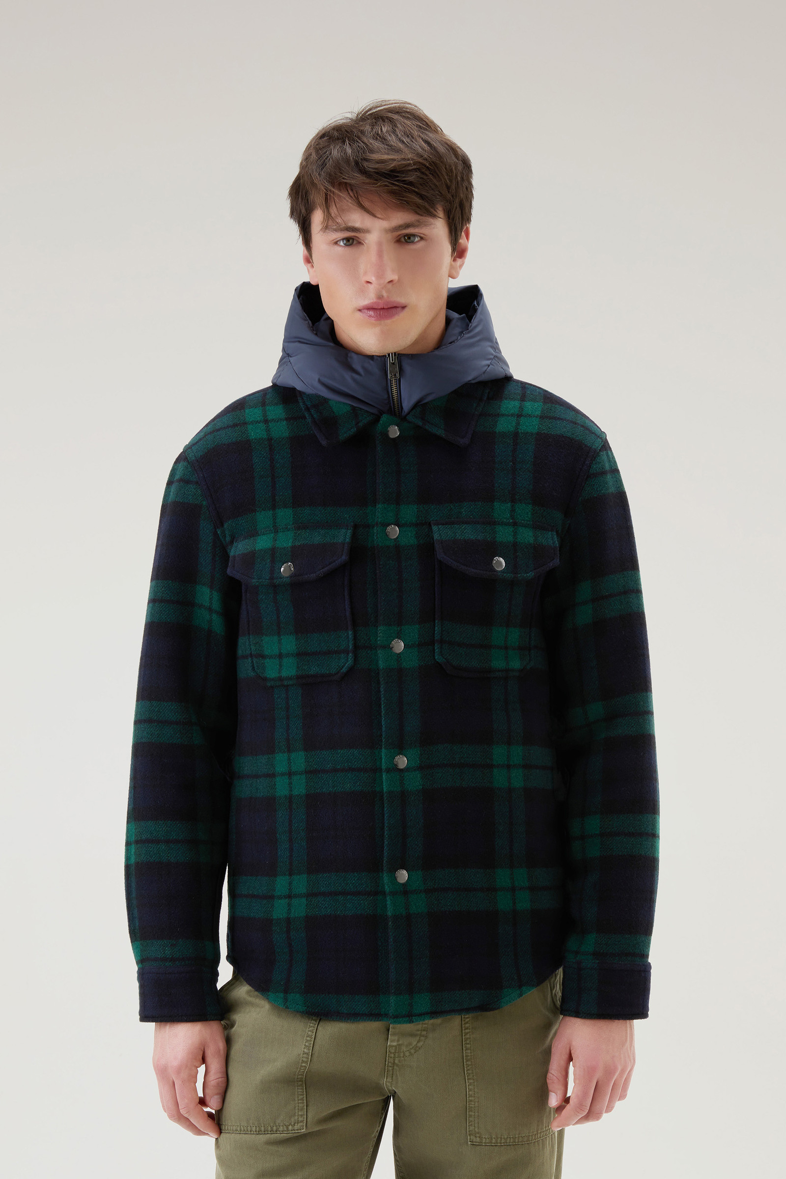 Overshirt with Detachable Padded Bib and Hood Black | Woolrich UK
