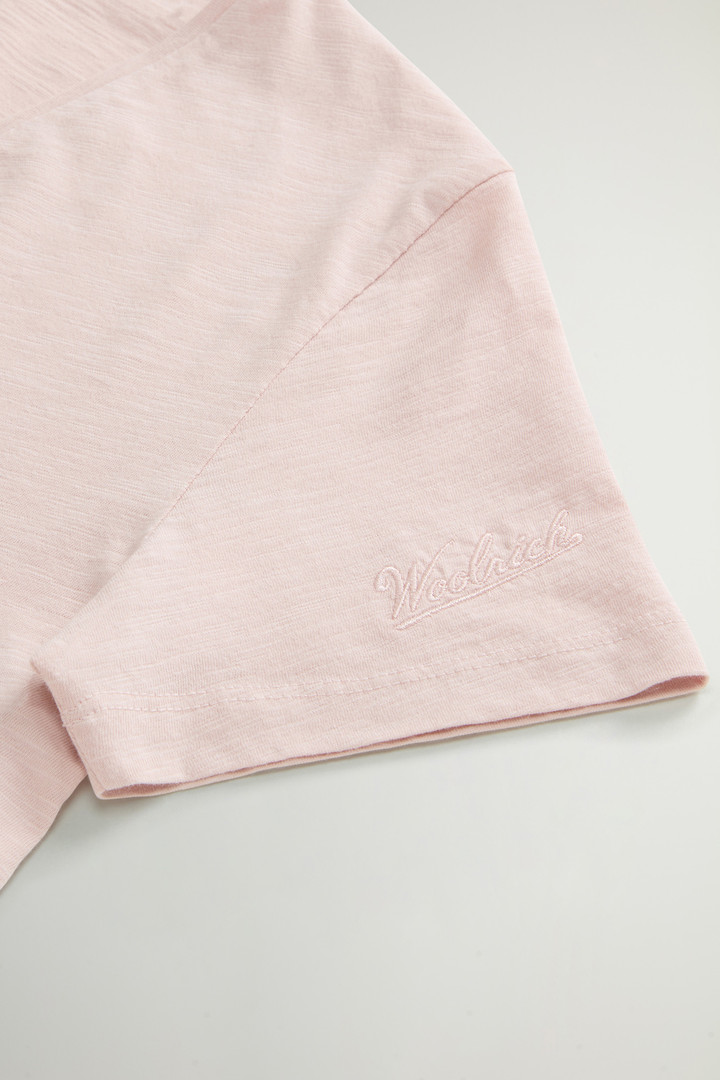 Pure Cotton Slub T-Shirt with V-Neck Pink photo 7 | Woolrich