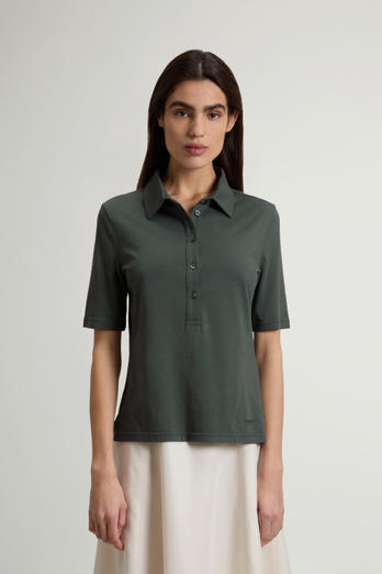 Luxe Polo Shirt in Cotton and Modal Blend Green photo 1 | Woolrich