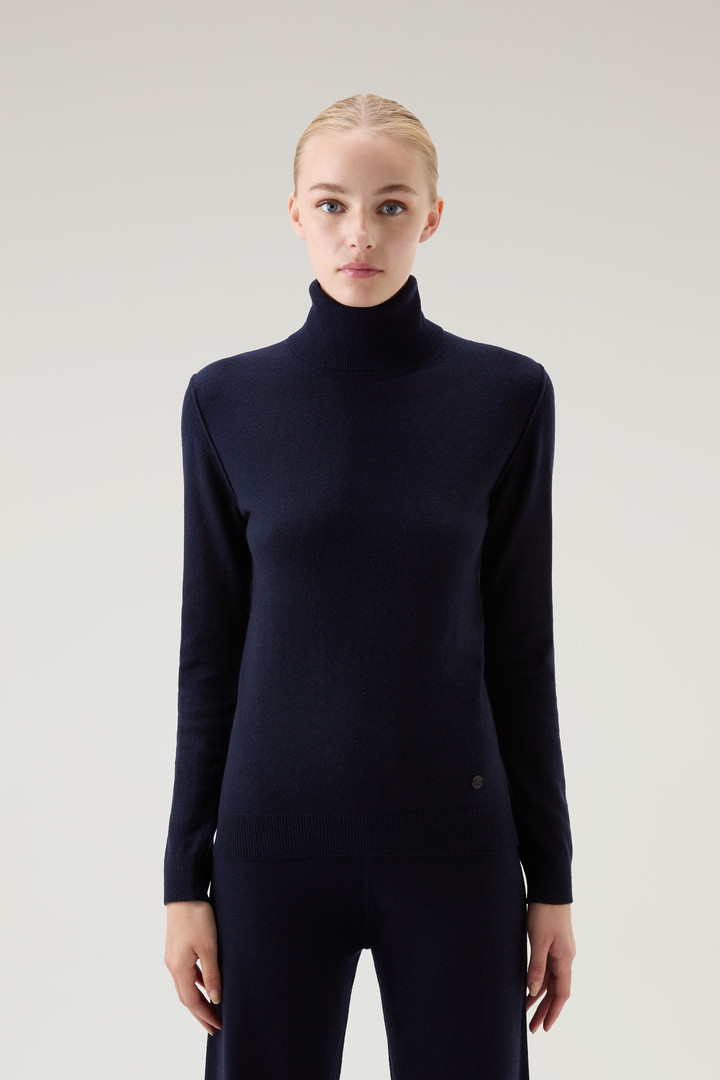 Woolrich Women Turtleneck Sweater in Wool Blend Blue Size L